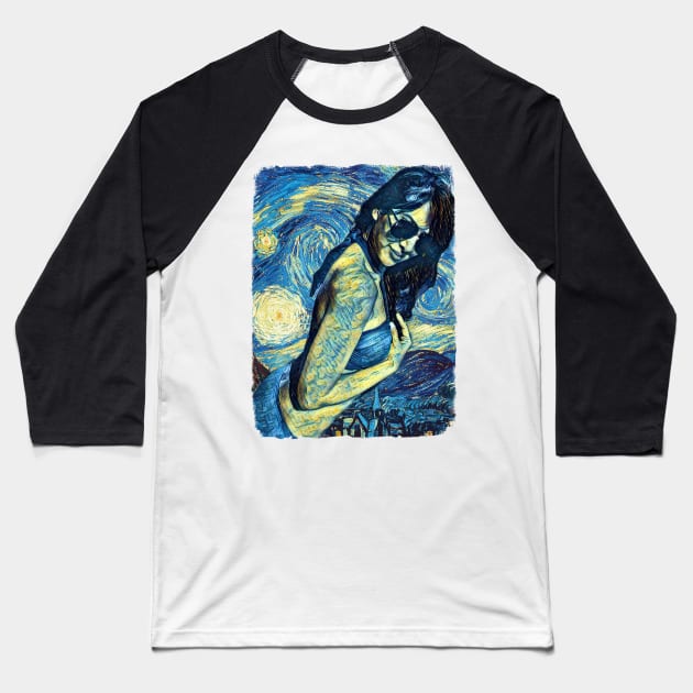 Beach Life Van Gogh Style Baseball T-Shirt by todos